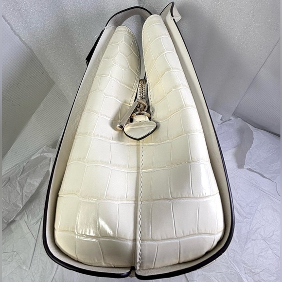 Kate Spade Knott Croc Embossed Leather Sm Zip Top Satchel. Halo White/Gold. - Picture 8 of 14